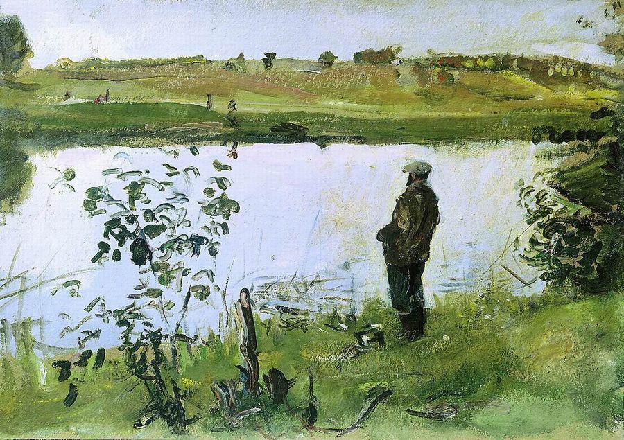 ainter Konstantin Korovin on the Riverbank by Valentin Serov,A3(16x12")Poster
