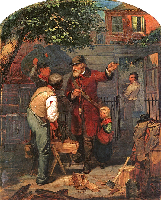 A German Immigrant Inquiring His Way, vintage artwork by Charles Felix Blauvelt, 12x8" (A4) Poster