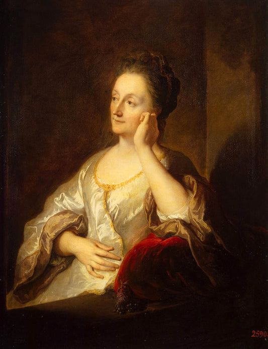 Portrait of Jeanne de Troy, the Artist's Wife, vintage artwork by Jean-François de Troy, 12x8" (A4) Poster