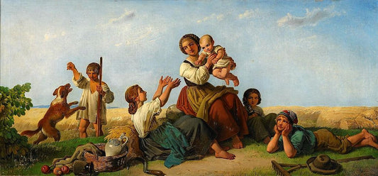 Harvest Joy, vintage artwork by Theodor Weller, A3 (16x12") Poster Print