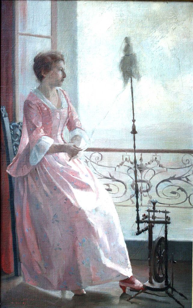 oman Spinning Yarn by the Window by Rene-Paul Schutzenberger,A3(16x12")Poster