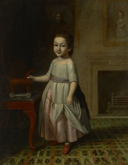 Boy with Toy Horse, vintage artwork by Charles Willson Peale, 12x8" (A4) Poster