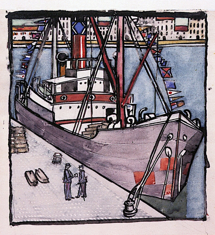 Steamer Moored at the Quayside by Charles Rennie MacKintosh,A3(16x12