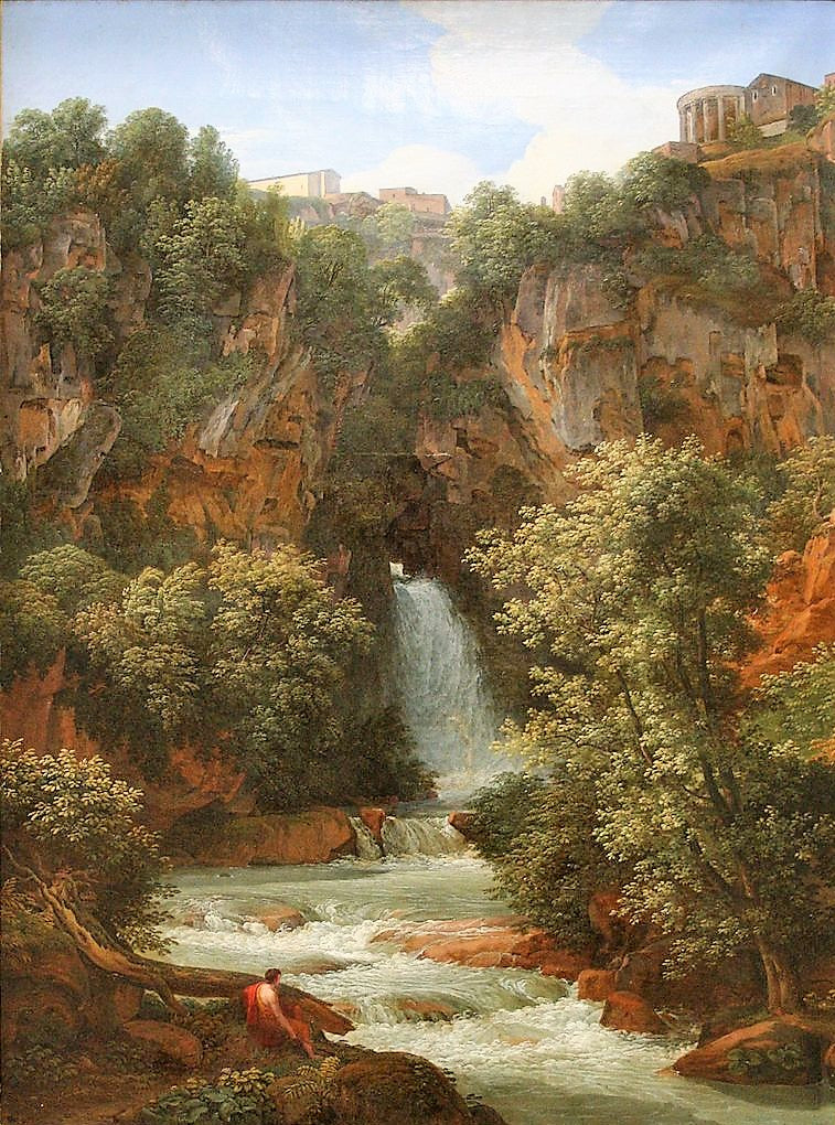 Falls at Tivoli, vintage artwork by Johann Christian Reinhart, 12x8" (A4) Poster