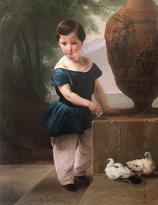 Portrait of Don Giulio Vigoni as a Child, vintage artwork by Francesco Paolo Hayez, A3 (16x12") Poster Print