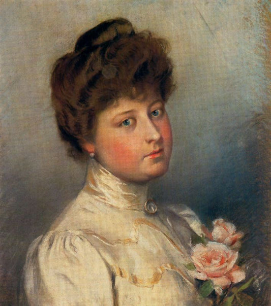 Portrait of Margarita Lozano, vintage artwork by Adolfo Lozano Sidro, 12x8" (A4) Poster