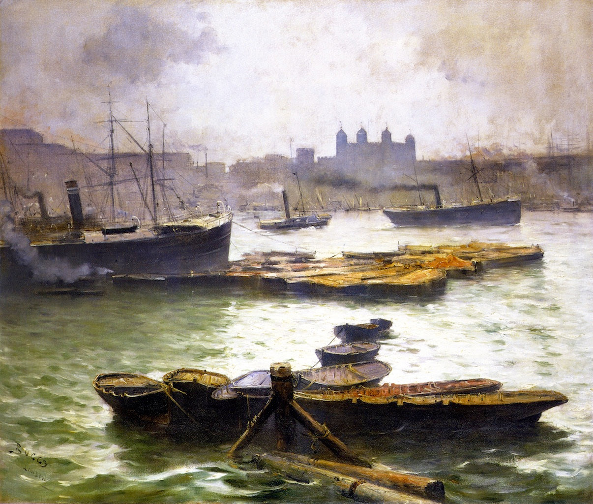 The Thames, London by Frank Myers Boggs,A3(16x12")Poster