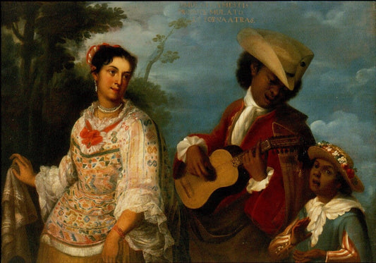 De mulatto y mestiza, vintage artwork by Juan Rodriguez Juarez, 12x8" (A4) Poster
