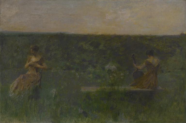 Spring (The Garden), vintage artwork by Thomas Wilmer Dewing, 12x8" (A4) Poster
