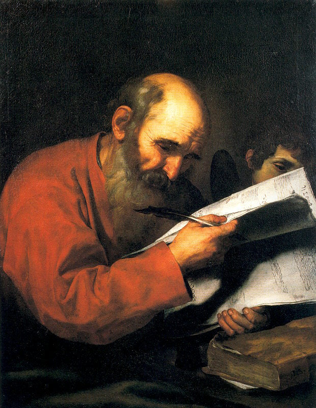 Saint Matthew with the Angel, vintage artwork by Jusepe de Ribera, 12x8" (A4) Poster