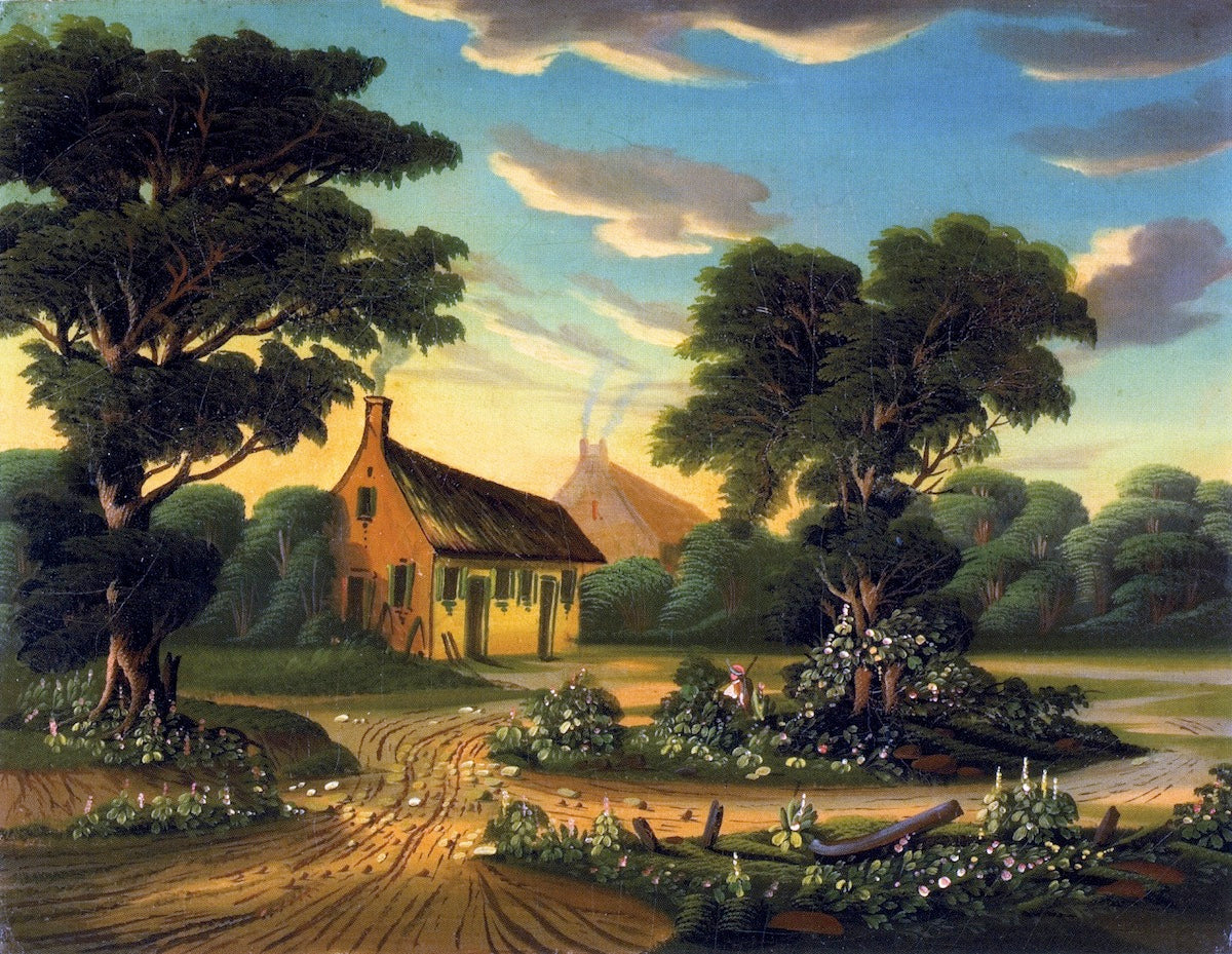 Cottages in a Landscape, vintage artwork by Thomas Chambers, A3 (16x12") Poster Print