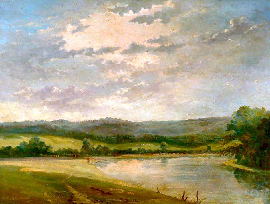 Milson's Point on the Thames near Runnymede, Surrey, vintage artwork by Alfred de Breanski, Sr., 12x8" (A4) Poster