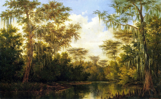 Water Lilies and Spanish Moss, vintage artwork by Henry Chapman Ford, 12x8" (A4) Poster