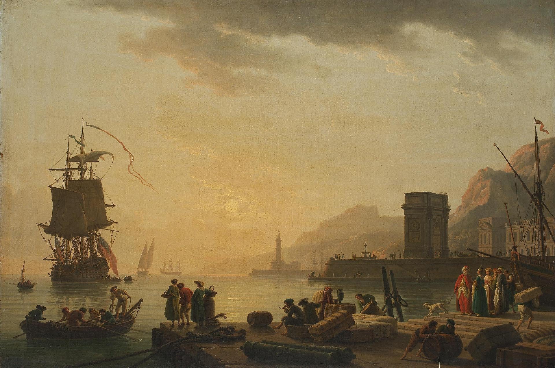 Ancona Harbour, vintage artwork by Claude-Joseph Vernet, 12x8" (A4) Poster