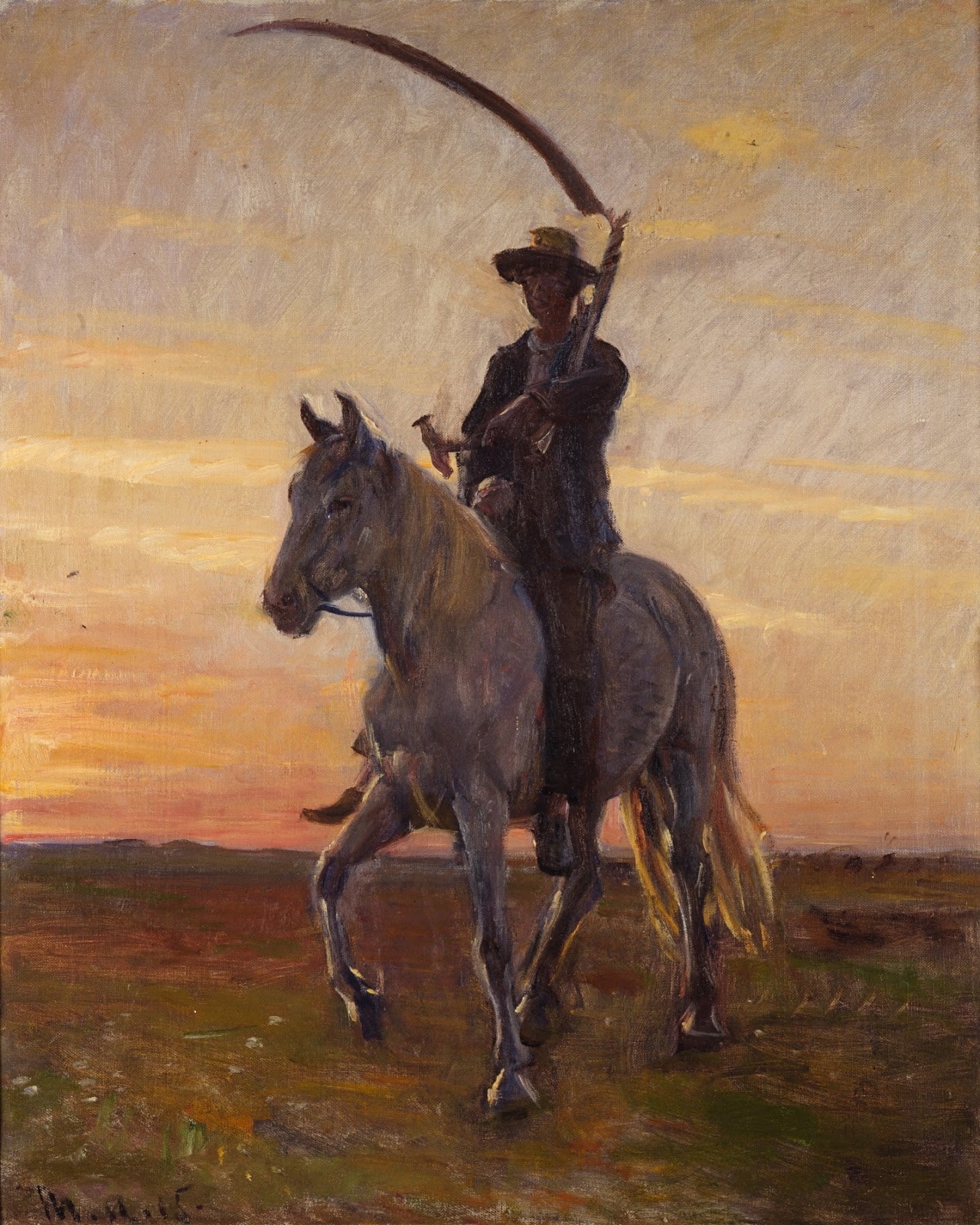 Young Man Riding Home after the Harvest, vintage artwork by Michael Peter Ancher, 12x8" (A4) Poster