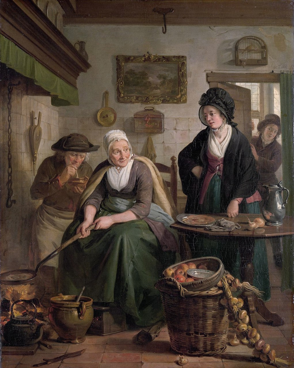 Woman Baking Pancakes, vintage artwork by Adriaan de Lelie, 12x8" (A4) Poster