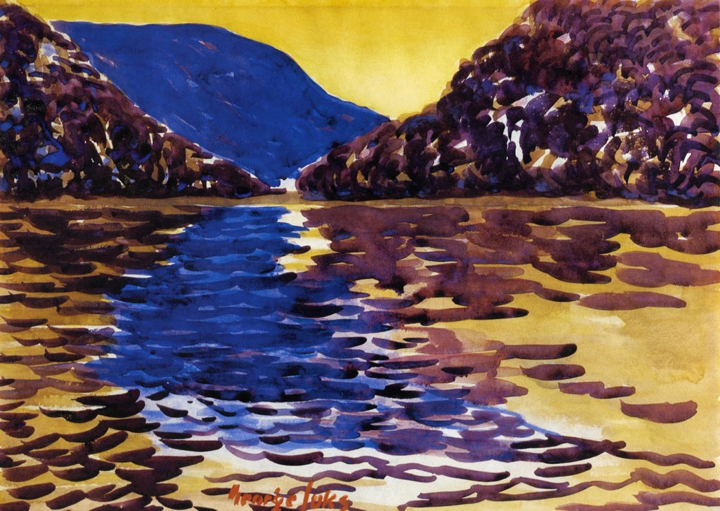 Lower Ausable Lake, Adirondacks, vintage artwork by George Luks, 12x8" (A4) Poster