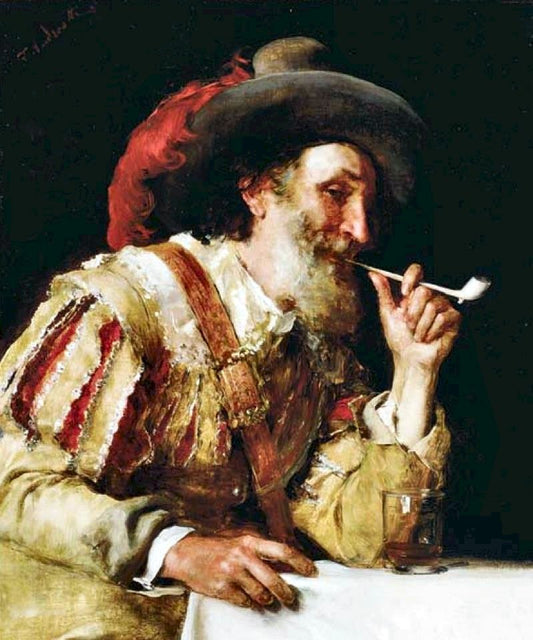 A Distinguished Cavalier Smoking a Pipe, vintage artwork by Federico Andreotti, 12x8" (A4) Poster