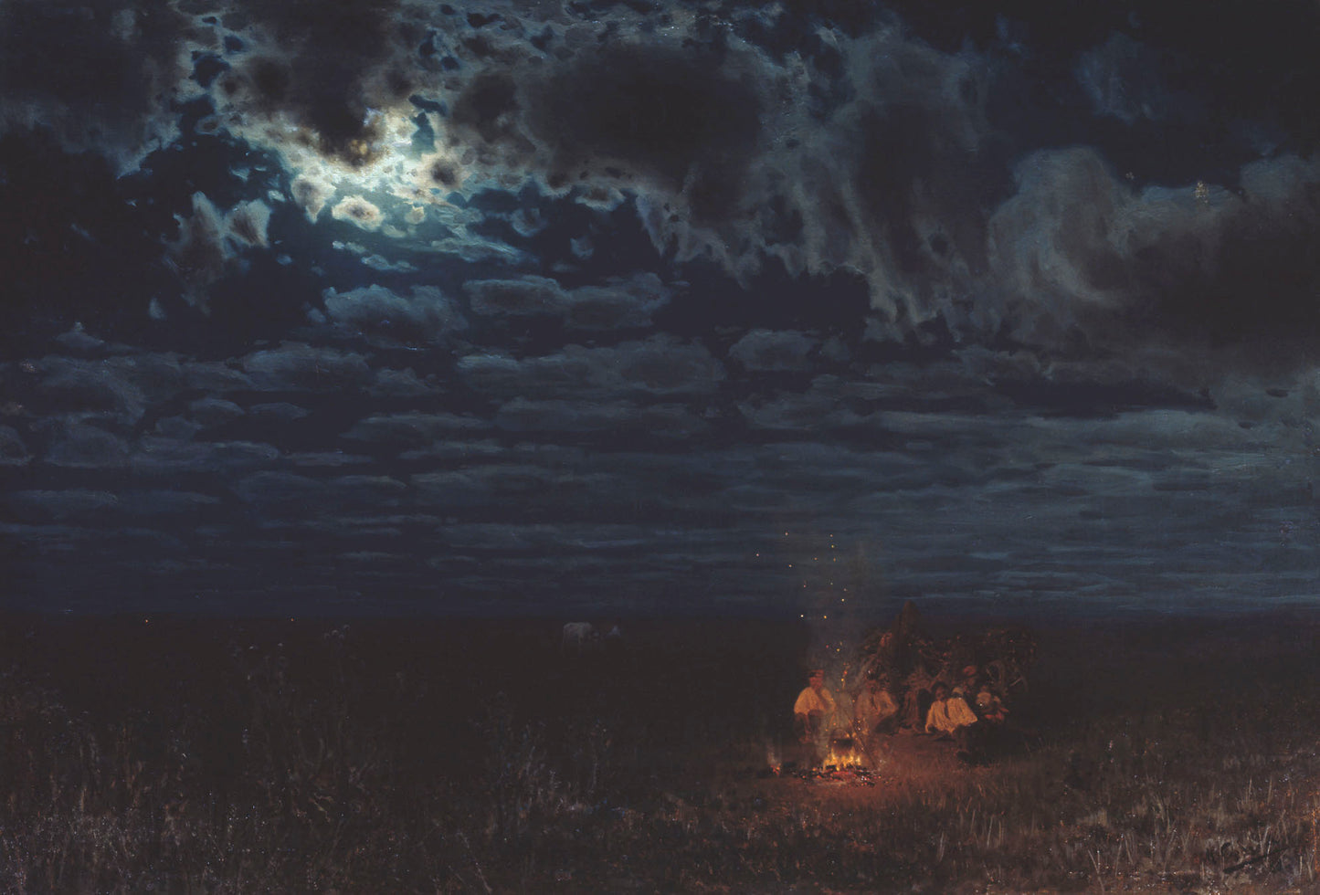 Night in the Steppe, vintage artwork by Nikolai Sergeyev, 12x8" (A4) Poster