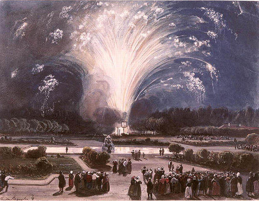 Fireworks at Fontainbleau for the Marriage of the duc de Chartres, 1837, vintage artwork by Camille-Joseph-Étienne Roqueplan, A3 (16x12") Poster Print