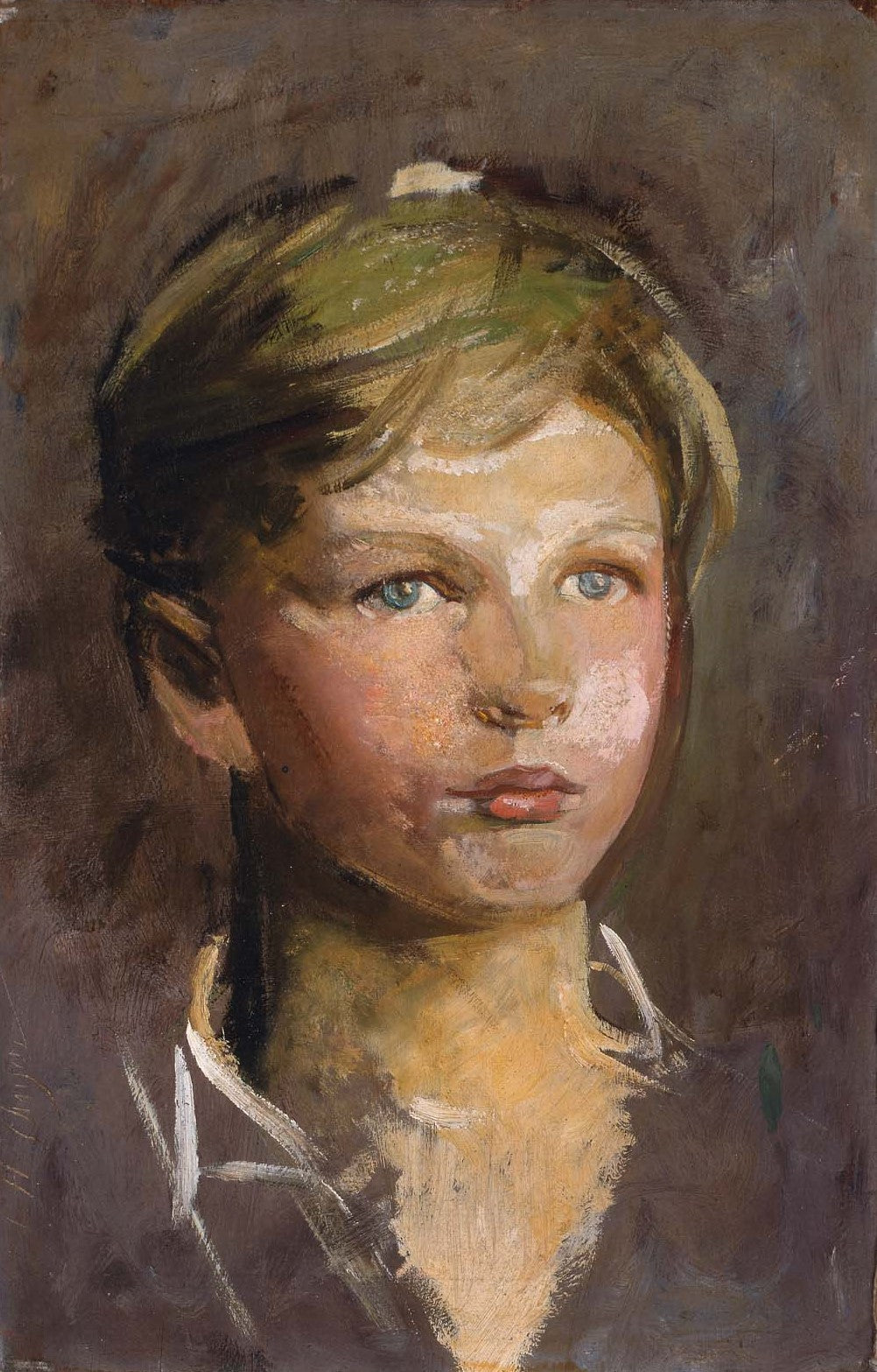 Oil Sketch of a Young Boy, vintage artwork by Abbott Handerson Thayer, 12x8" (A4) Poster
