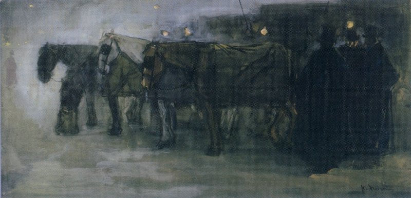 Stationary Coaches, vintage artwork by Floris Arntzenius, 12x8" (A4) Poster