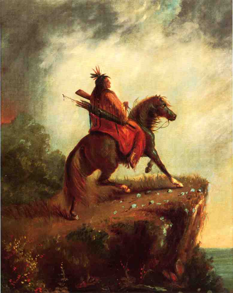 Indian Scout on Horse Back, vintage artwork by Alfred Jacob Miller, A3 (16x12") Poster Print