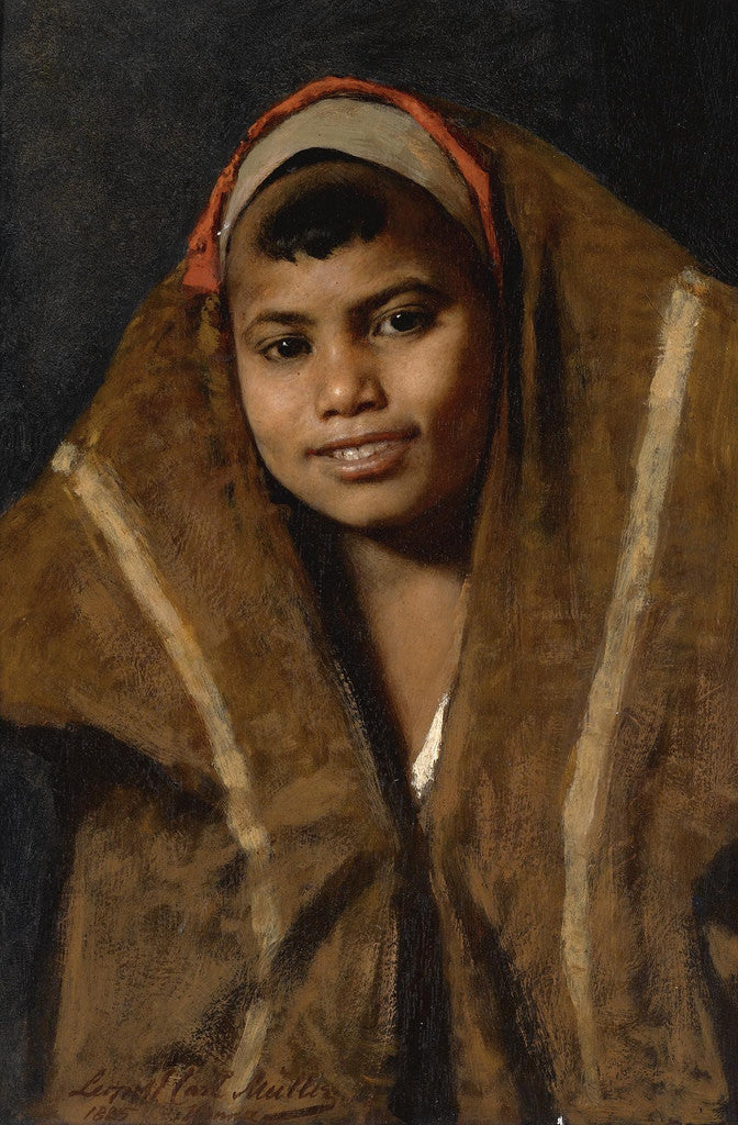 An Innocent Smile, vintage artwork by Leopold Carl Müller, 12x8" (A4) Poster