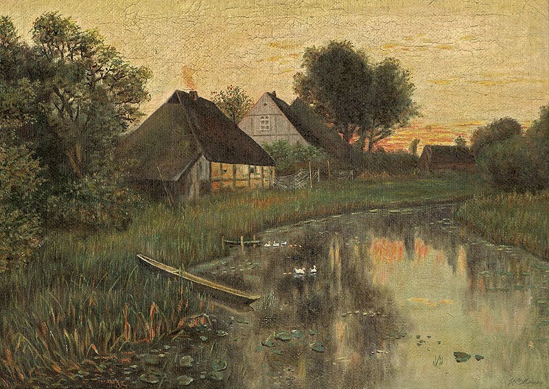 Evening river landscape in Pomerania by Walter Moras,A3(16x12")Poster