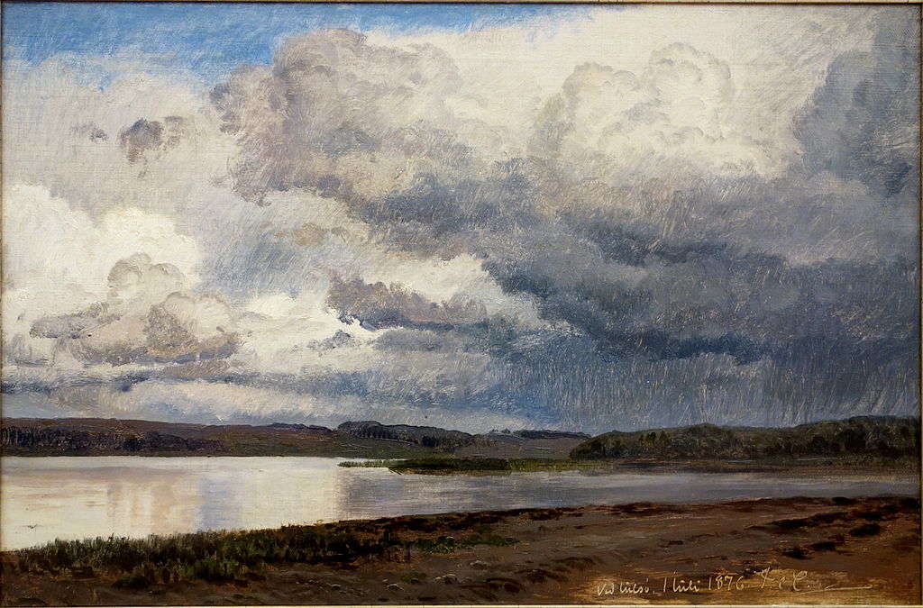 View of Lake Julso, Danemark, vintage artwork by Janus La Cour, 12x8" (A4) Poster