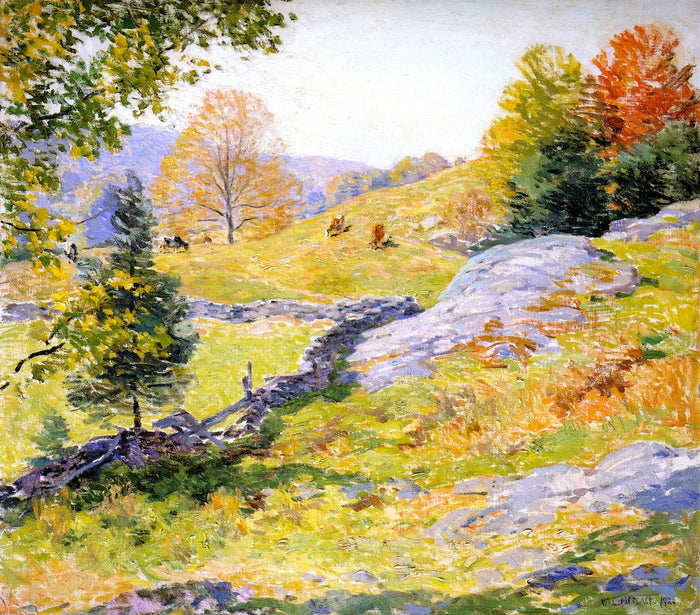 Hillside Pastures by Willard Leroy Metcalf,A3(16x12
