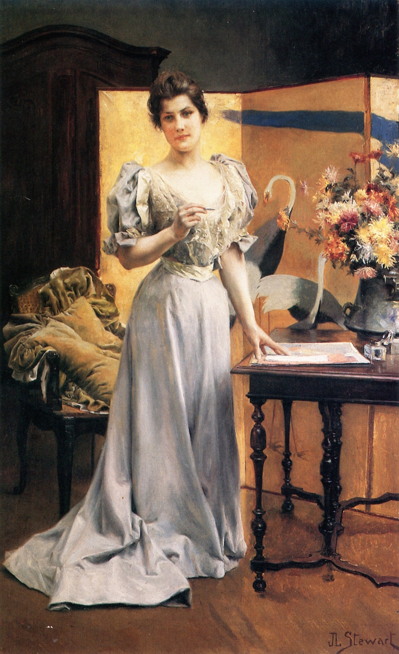 A Lady's Pastime, vintage artwork by Julius LeBlanc Stewart, 12x8" (A4) Poster