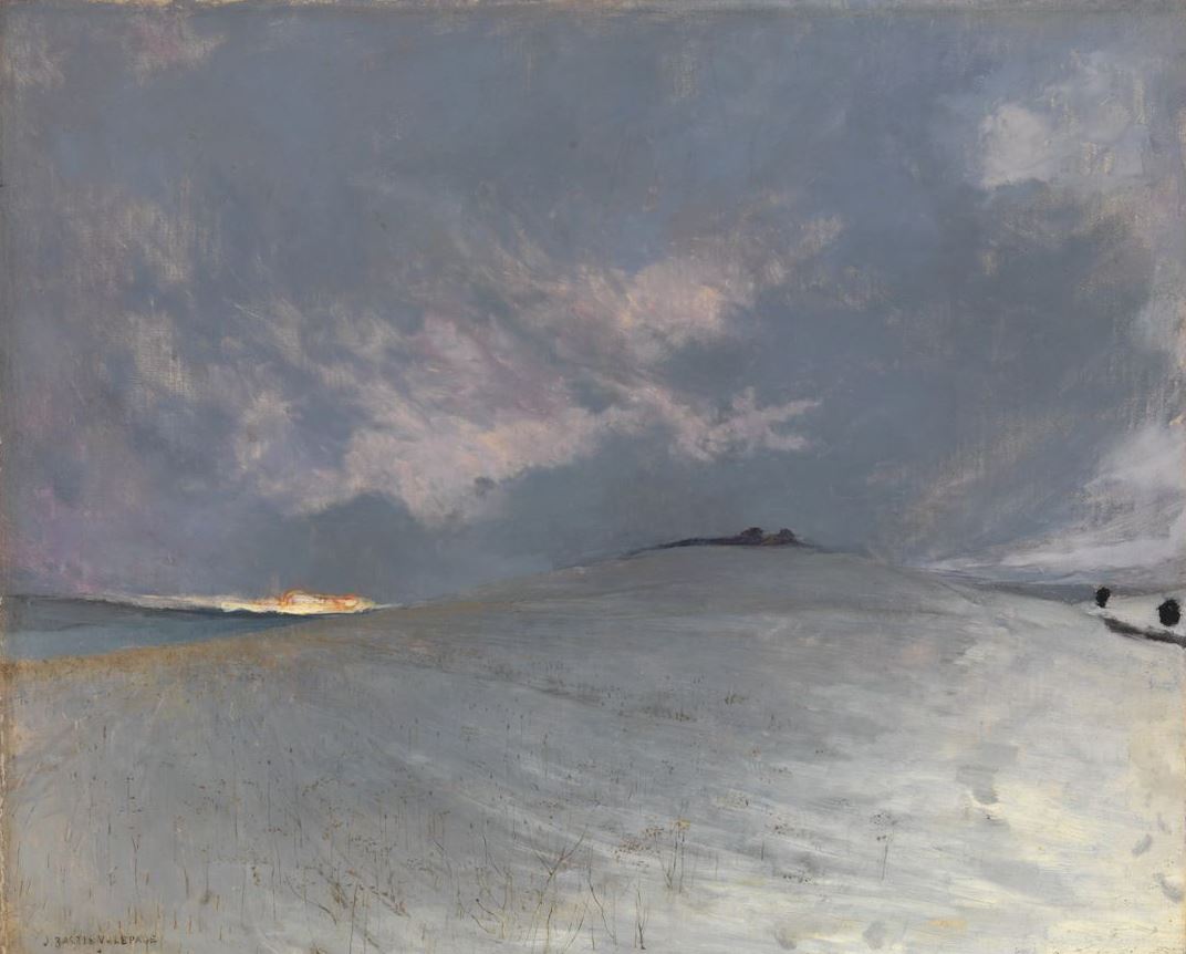 Snow Effect, Damvillers, vintage artwork by Jules Bastien-Lepage, 12x8" (A4) Poster