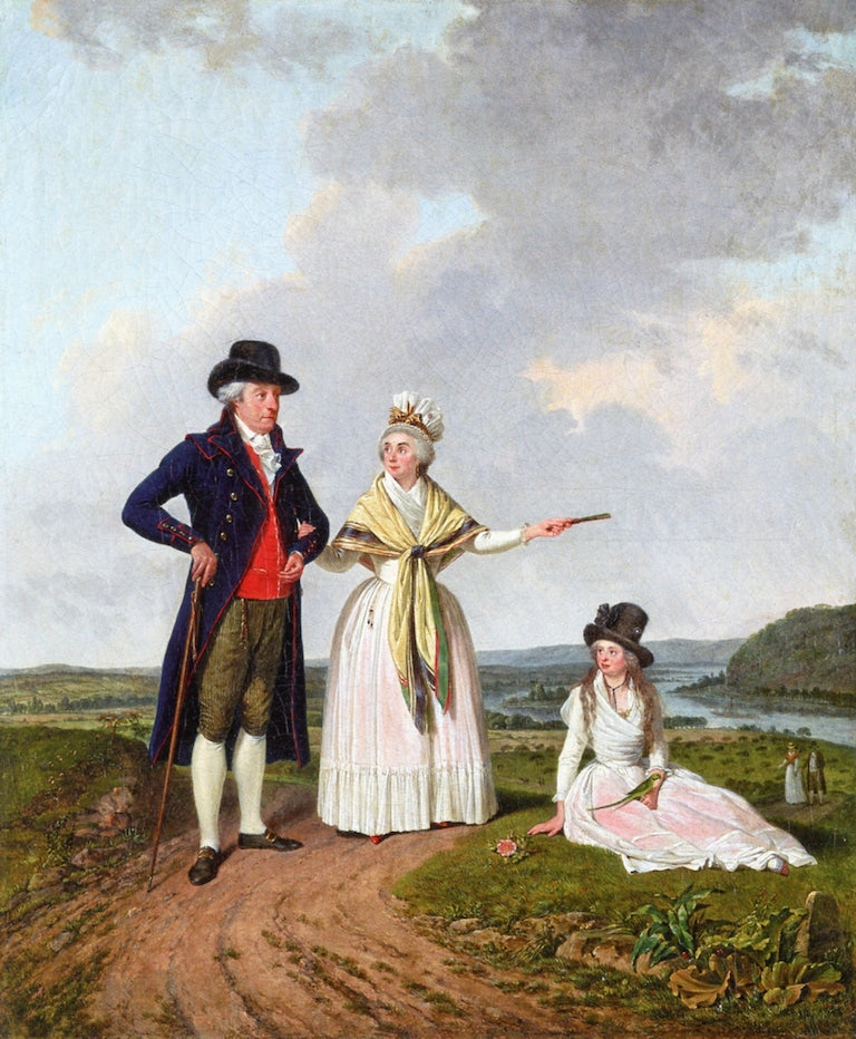 Three Figures by  the Rhine, vintage artwork by Jacques Sablet, 12x8" (A4) Poster