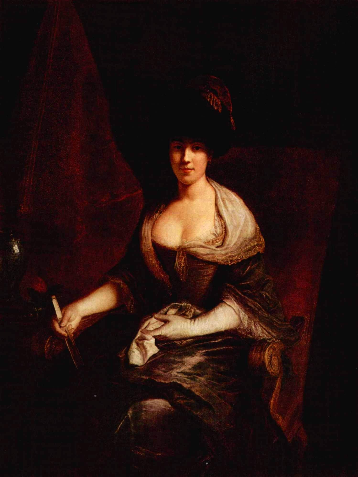 Portrait of Maria Susanne Dinglinger, vintage artwork by Antoine Pesne, 12x8" (A4) Poster