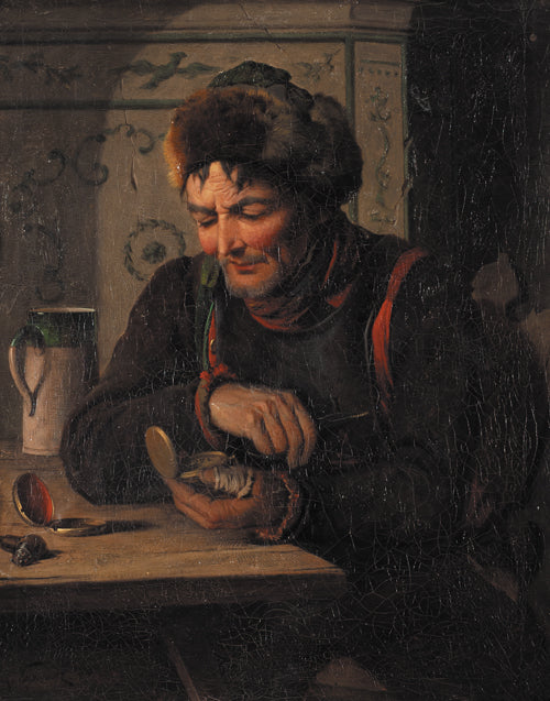 The Clockmaker, vintage artwork by Oscar Adolfovich Hoffman, 12x8" (A4) Poster