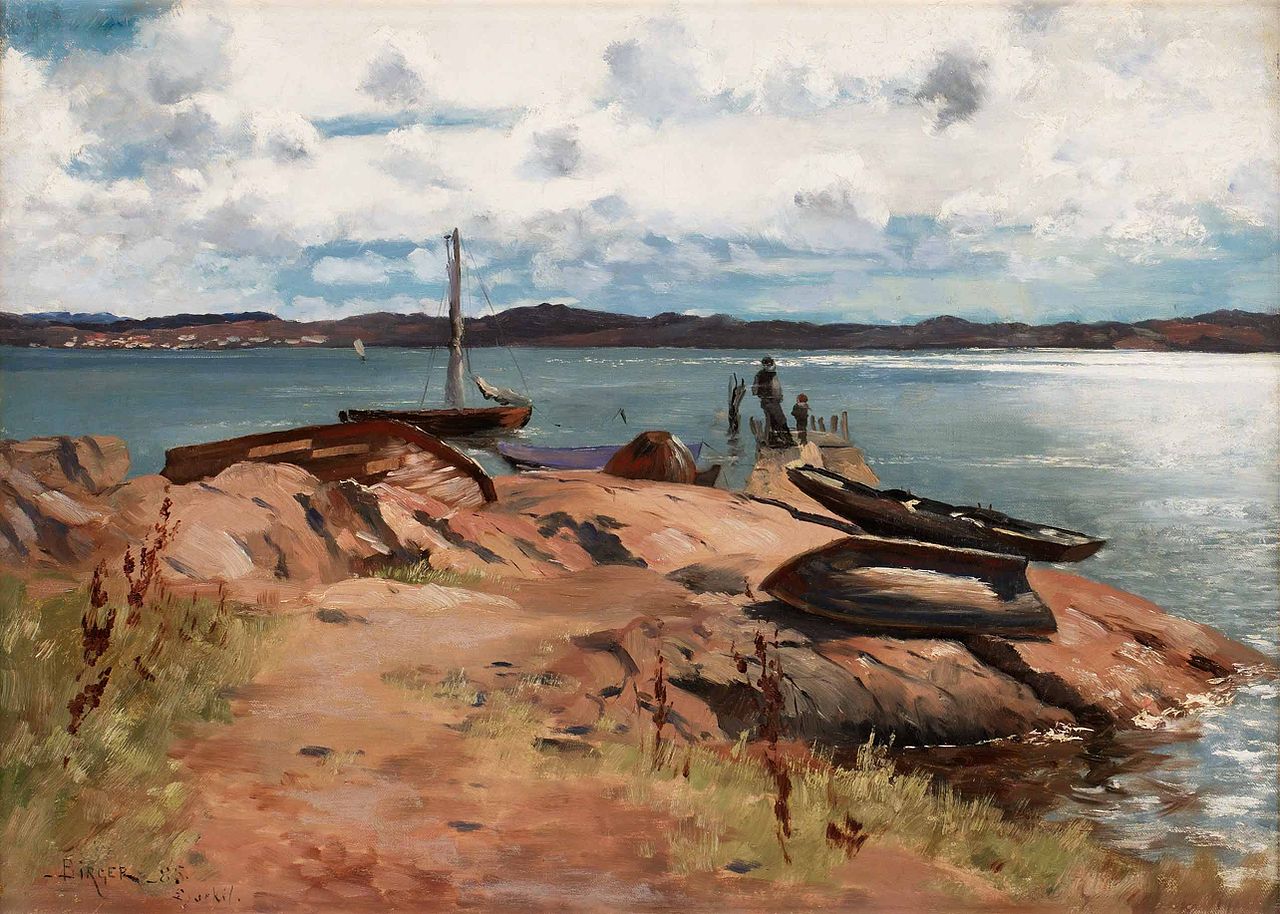 The Pier, Lysekil, vintage artwork by Hugo Birger, 12x8" (A4) Poster