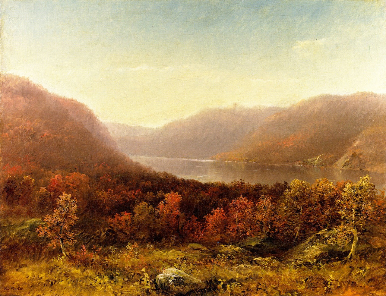 Highlands on the Hudson, vintage artwork by Homer Dodge Martin, 12x8" (A4) Poster