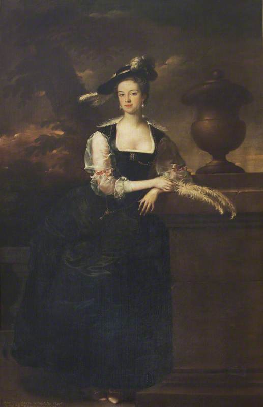 Anne Lee, Mrs George Venables-Vernon, vintage artwork by Attributed to Thomas Hudson, 12x8" (A4) Poster