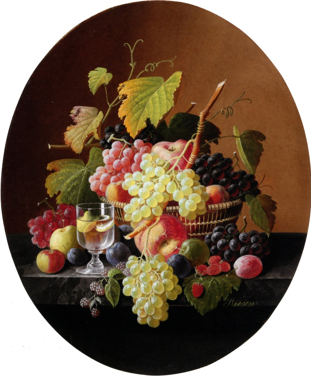 Fruit Still LIfe, vintage artwork by Severin Roesen, A3 (16x12") Poster Print