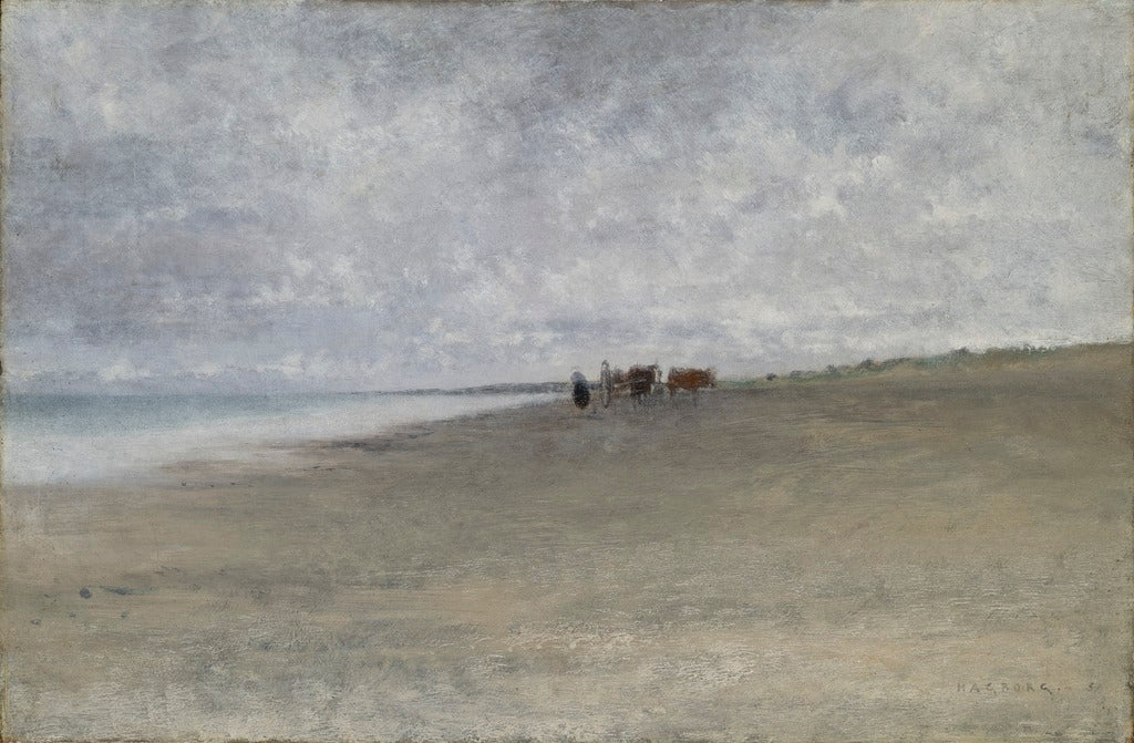 Hazy Weather by  the Sea, vintage artwork by August Wilhelm Nikolaus Hagborg, 12x8" (A4) Poster