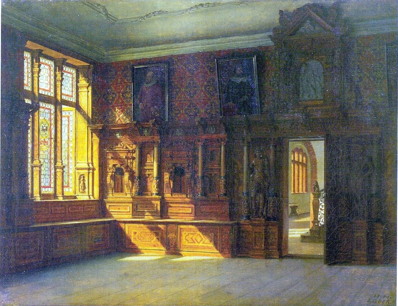 A renaissance war room in the town hall of Lübeck, vintage artwork by Heinrich Hansen, A3 (16x12") Poster Print