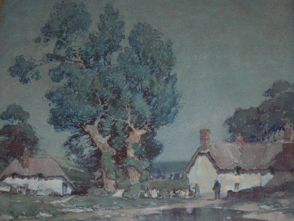 Devon Cottages at Twilight by Albert Moulton Foweraker,16x12(A3) Poster