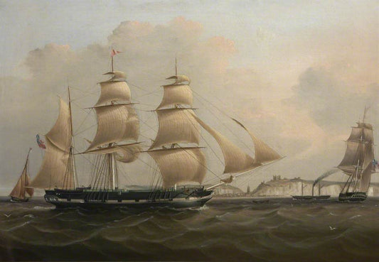Indiaman off Dover, vintage artwork by Thomas Luny, 12x8" (A4) Poster