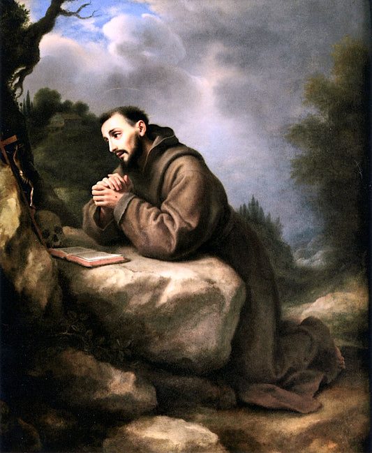 Saint Francis Praying, vintage artwork by Carlo Dolci, 12x8" (A4) Poster