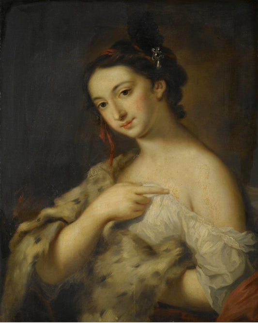 Four Seasons 04, Winter, vintage artwork by Rosalba Carriera, 12x8" (A4) Poster
