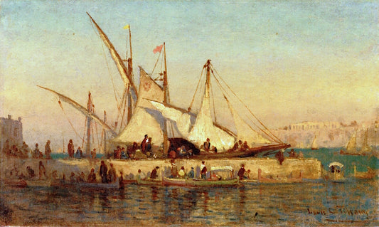 Port of Piraeus, Greece, vintage artwork by Louis Comfort Tiffany, 12x8" (A4) Poster