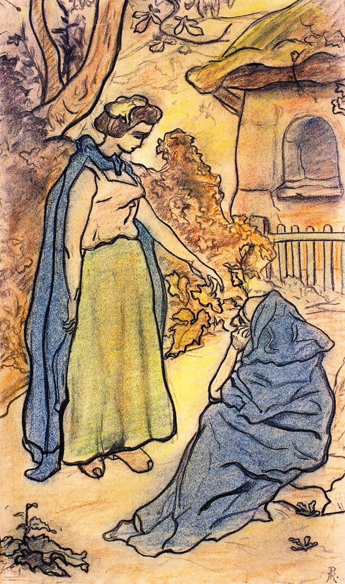 The Girl and Death, vintage artwork by Paul Ranson, 12x8