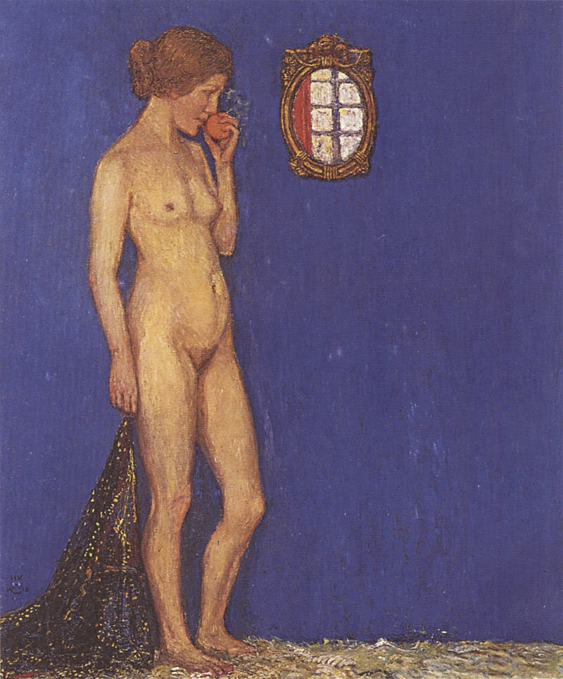 Nude Portrait of Martha Vogeler, vintage artwork by Johann Heinrich Vogeler, 12x8" (A4) Poster