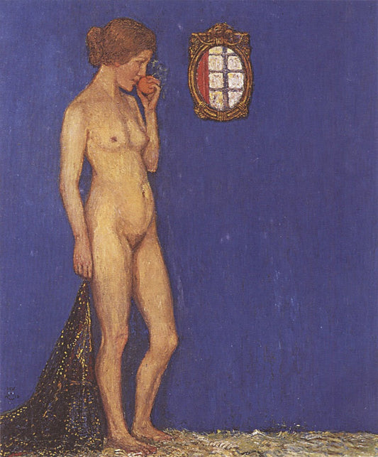 Nude Portrait of Martha Vogeler, vintage artwork by Johann Heinrich Vogeler, 12x8" (A4) Poster